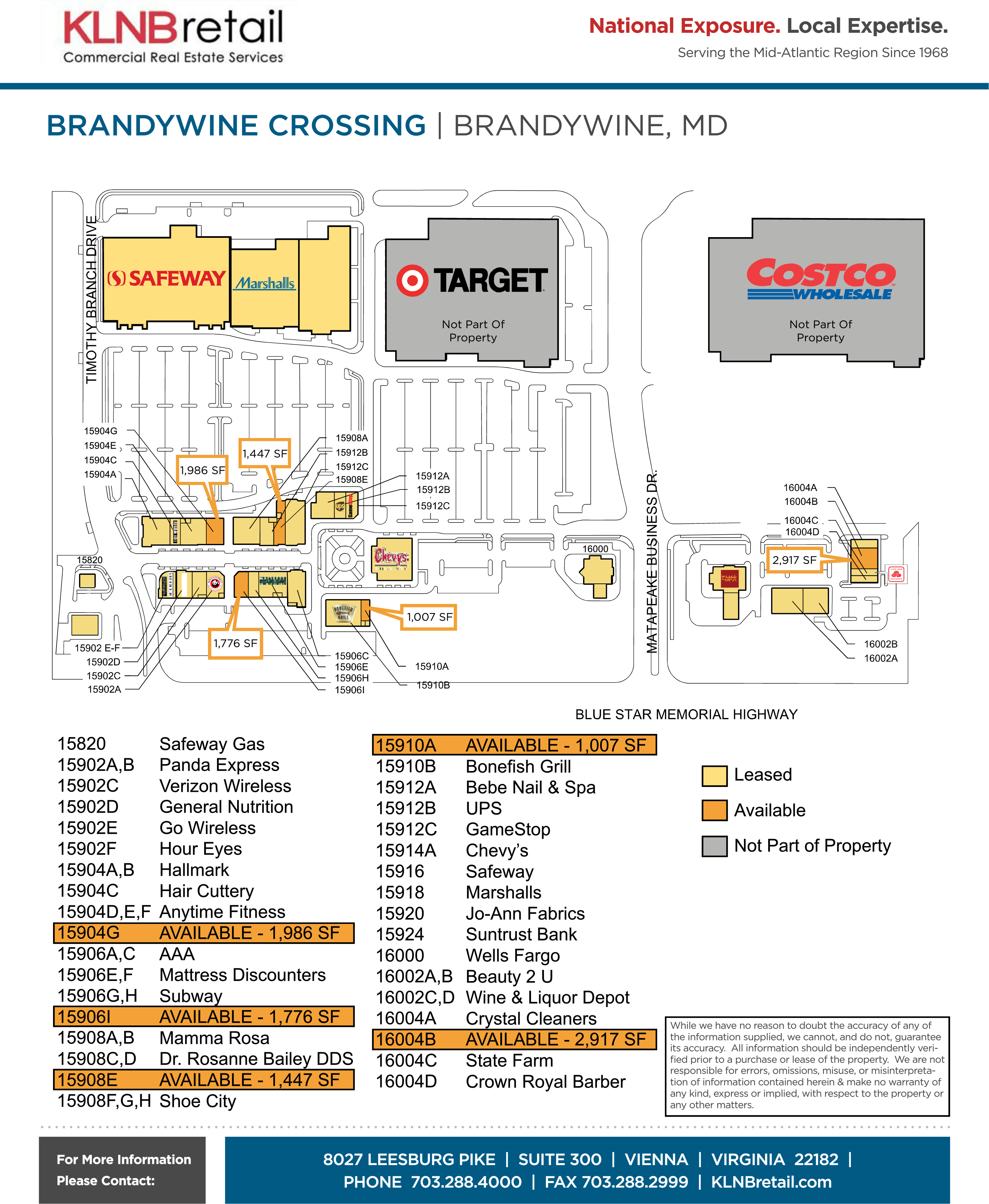 Brandywine MD Brandywine Crossing Retail Space For Lease KLNB Retail