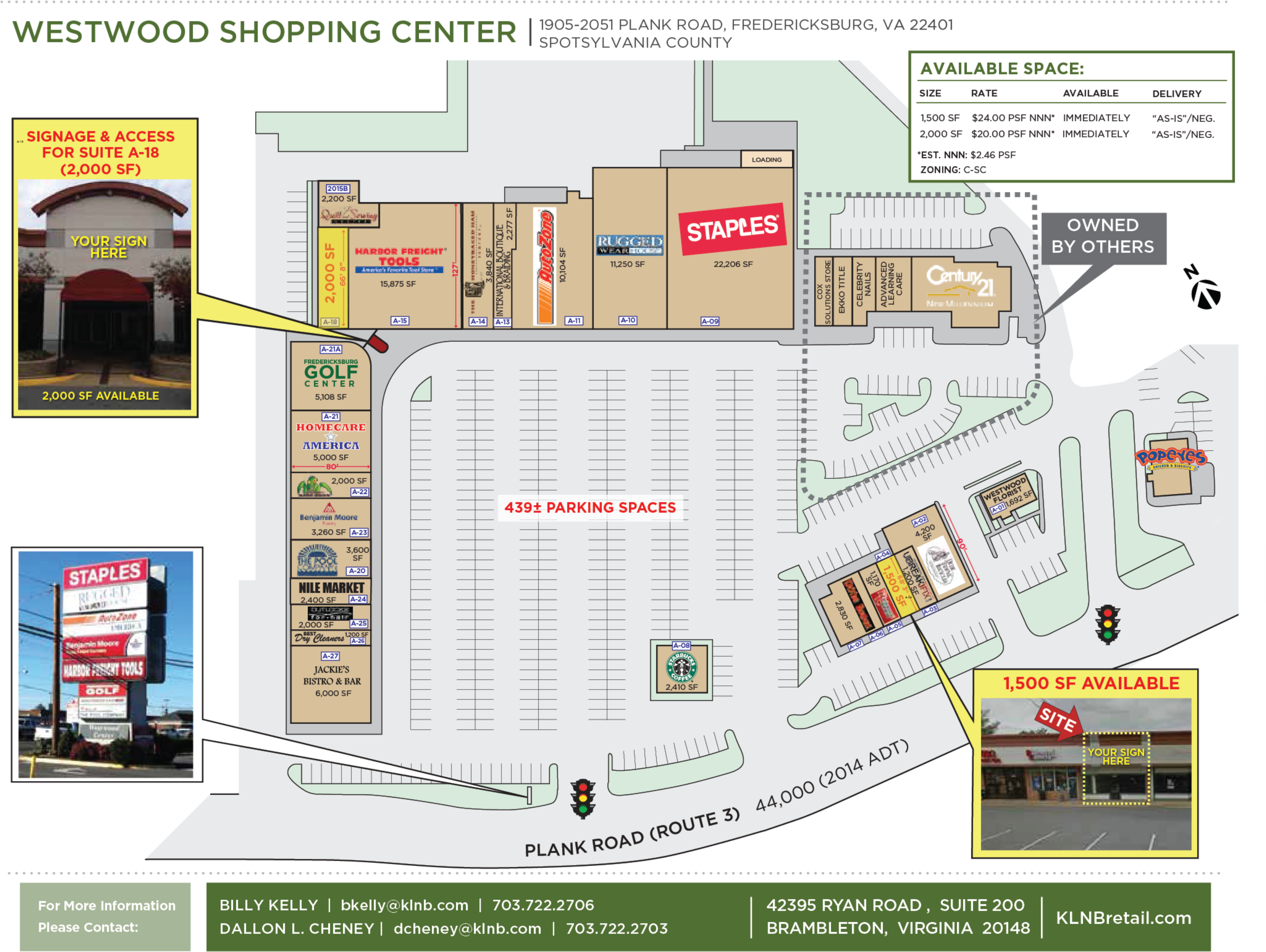 Fredericksburg VA Westwood Shopping Center Retail Space For Lease